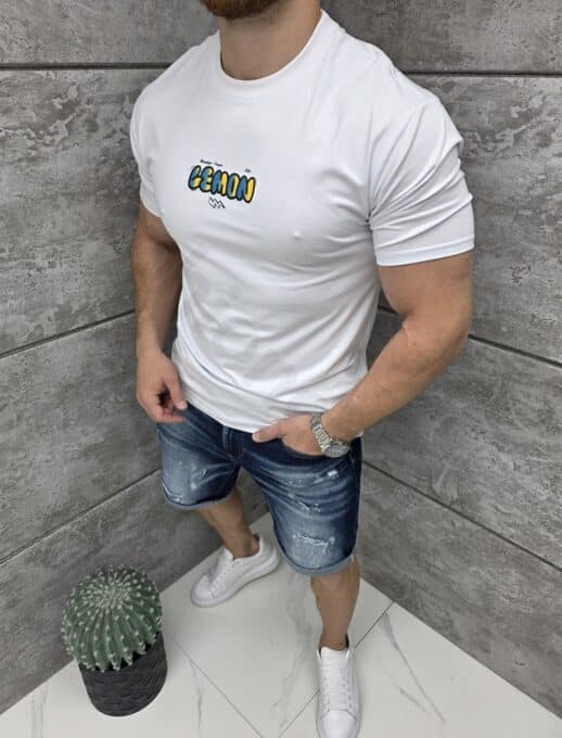 T-shirt με τύπωμα Bart Simpson-λευκό-κωδ 1983-1