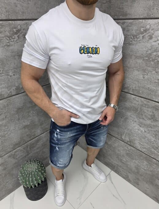 T-shirt με τύπωμα Bart Simpson-λευκό-κωδ 1983-1