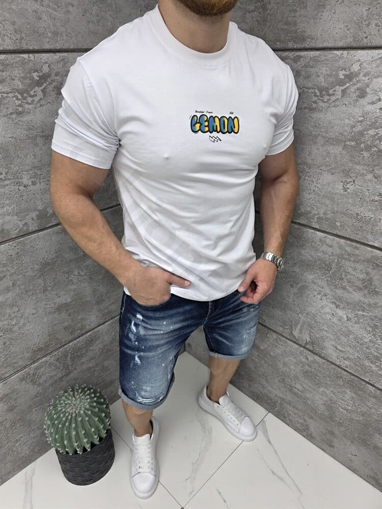 T-shirt με τύπωμα Bart Simpson-λευκό-κωδ 1983-1