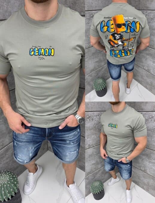 T-shirt με τύπωμα Bart Simpson-χακί-κωδ 1983-2