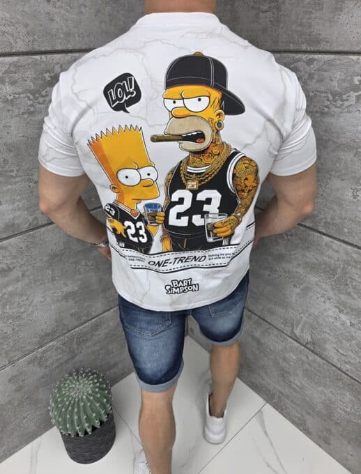 T-shirt με τύπωμα Bart & Simpsons-λευκό-κωδ 2326-2