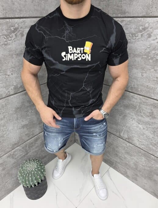 T-shirt με τύπωμα Bart & Simpsons-μαύρο-κωδ 2326