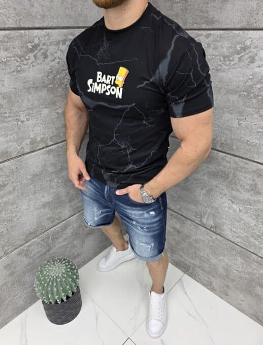 T-shirt με τύπωμα Bart & Simpsons-μαύρο-κωδ 2326