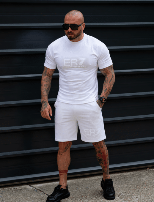 Ανδρικό σετ T-shirt και βερμούδα ER7-λευκό-κωδ 2269-1