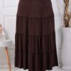 Plus size φούστα με τσαλακωμένη όψη και βολάν-καφέ-κωδ 24429-6