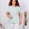 Plus size κοντομάνικη μπλούζα με διακριτικό τύπωμα-μέντα-κωδ 6965-5