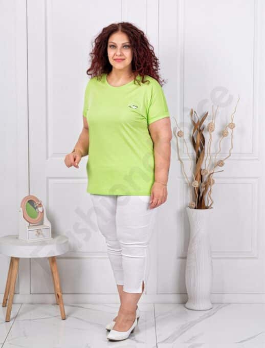 Plus size κοντομάνικη μπλούζα με διακριτικό τύπωμα-λαχανί-κωδ 6965-4