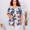 Plus size μπλούζα φλοράλ-εκρού/μπλε-κωδ 10112-2