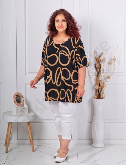 Plus size μπλούζα με μοτίβο-μόκα-κωδ 10112-3