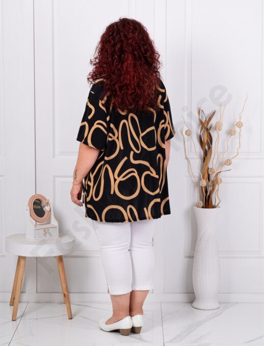 Plus size μπλούζα με μοτίβο-μόκα-κωδ 10112-3