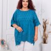 Plus size μπλούζα με τρυπητό κέντημα-πετρόλ-κωδ 261388-9