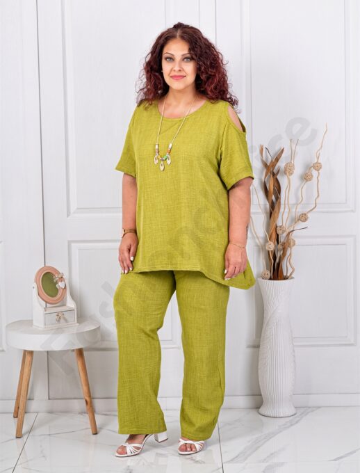 Plus size σετ παντελόνι και μπλούζα-λάιμ-κωδ 261450