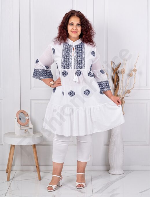 Plus size τουνίκ με κέντημα-μπλε-κωδ 6928