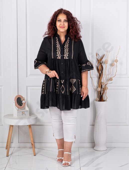 Plus size τουνίκ με κέντημα-μαύρο-κωδ 6060