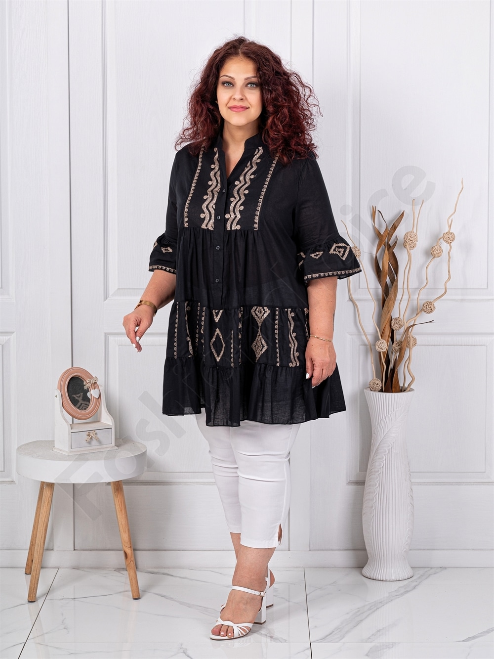 Plus size τουνίκ με κέντημα-μαύρο-κωδ 6060
