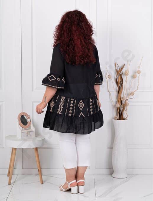Plus size τουνίκ με κέντημα-μαύρο-κωδ 6060