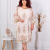 Plus size φόρεμα με αζούρ πλέξη-μπεζ-κωδ 55001-1