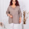 Plus size μπλούζα από 100% λινό-μόκα-κωδ 11840-2