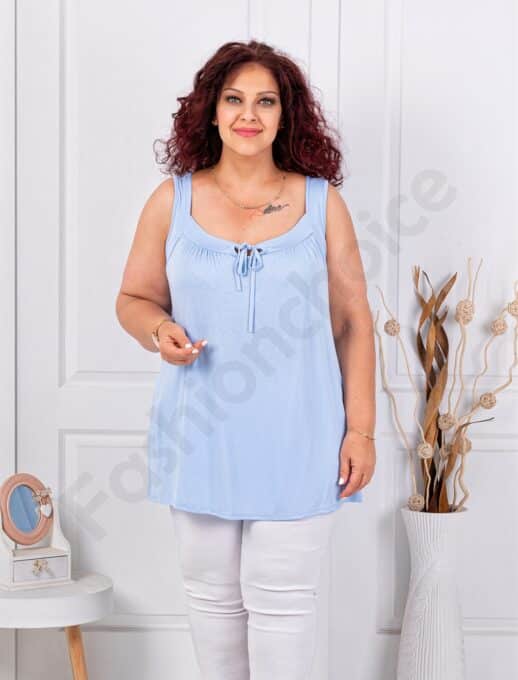 Plus size αμάνικη μπλούζα-γαλάζιο-κωδ 2044-17