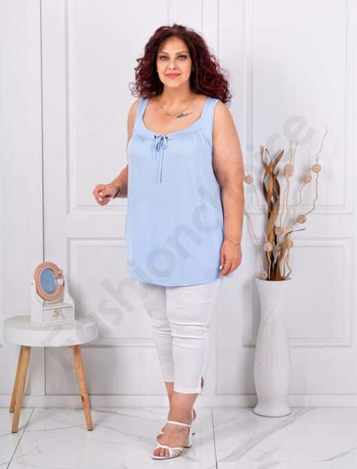 Plus size αμάνικη μπλούζα-γαλάζιο-κωδ 2044-17