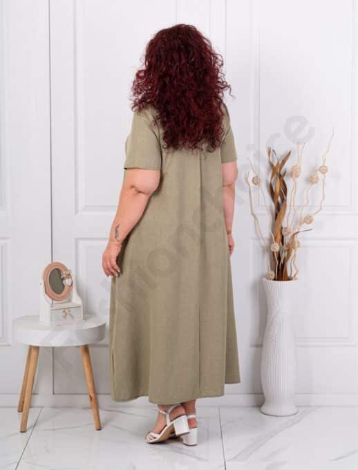 Plus size V φόρεμα με τσέπες-χακί-κωδ 2624016-1