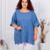 Plus size μπλούζα με τρυπητό κέντημα-μπλε ραφ-κωδ 261388-13