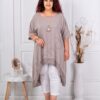 Plus size τουνίκ με κολιέ-μόκα-κωδ 22244-3
