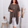 Plus size τουνίκ με κολιέ-καφέ-κωδ 22244-7