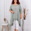 Plus size τουνίκ με κολιέ-χακί-κωδ 22244-5