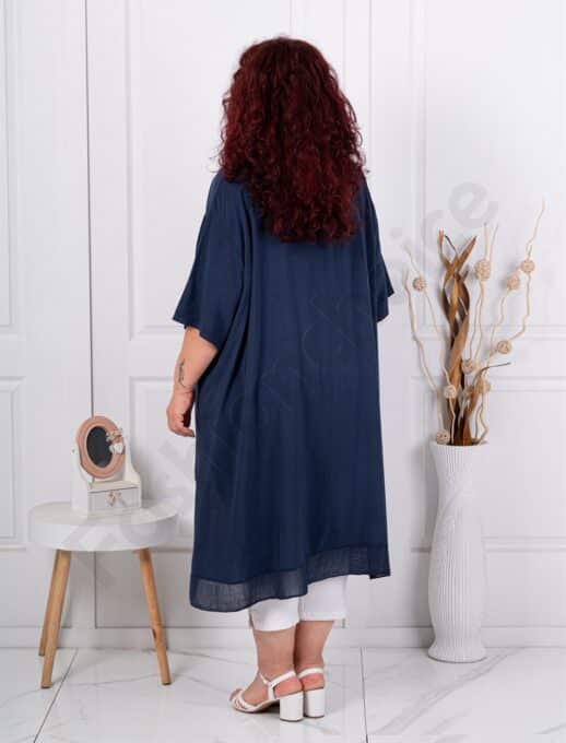 Plus size τουνίκ με κολιέ-σκούρο μπλε-κωδ 22244-4