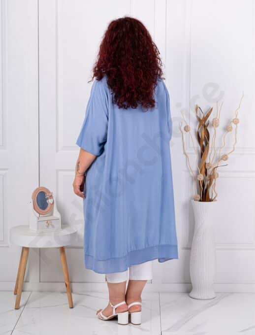 Plus size τουνίκ με κολιέ-μπλε ραφ-κωδ 22244-6