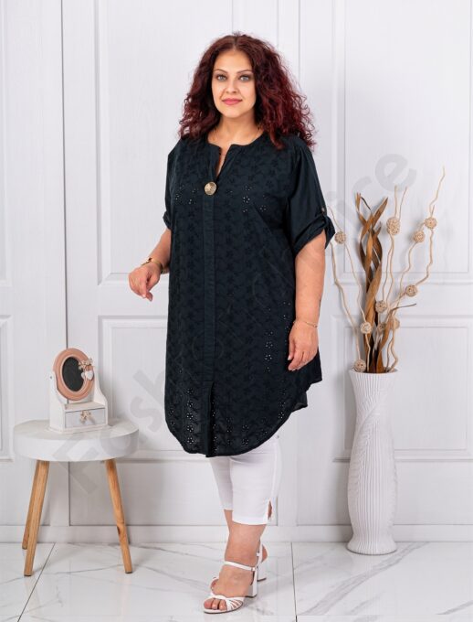 Plus size τουνίκ με τρυπητό κέντημα-μαύρο-κωδ 261416