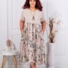 Plus size φόρεμα με βολάν και κολιέ-μπεζ-κωδ 5233-5