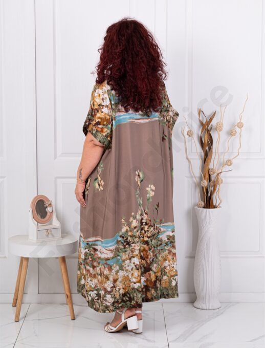 Plus size φόρεμα σε Art τύπωμα-μόκα-κωδ 5251-6