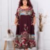 Plus size φόρεμα σε Art τύπωμα-μαρσάλα-κωδ 5251-2