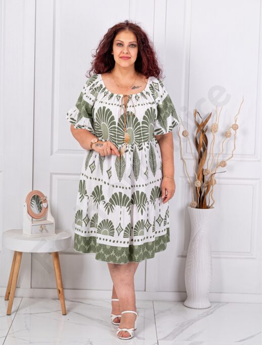 Plus size φόρεμα εμπριμέ-χακί-κωδ 2478