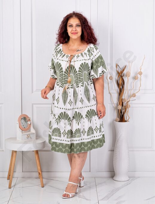 Plus size φόρεμα εμπριμέ-χακί-κωδ 2478