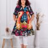 Plus size τουνίκ σε γραμμή Α με πολύχρωμο σχέδιο-σκούρο μπλε-κωδ 51539-2