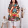 Plus size τουνίκ σε γραμμή Α με πολύχρωμο σχέδιο-χακί-κωδ 51539