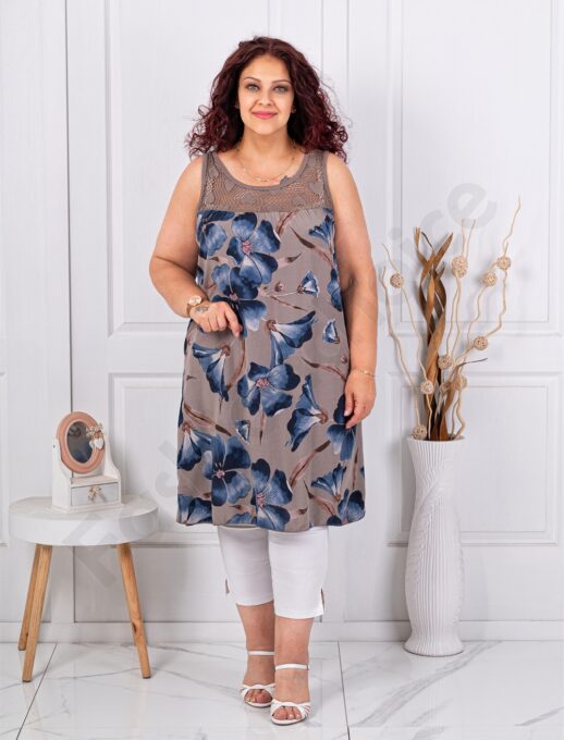 Plus size αμάνικη μακριά μπλούζα-μόκα-κωδ 2588-4