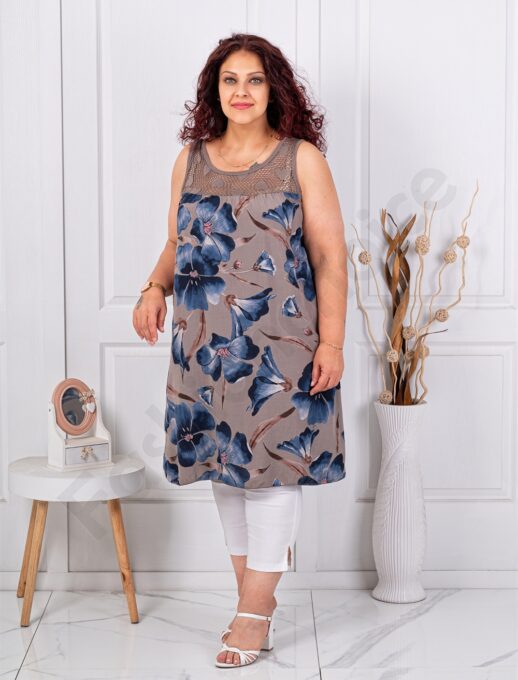Plus size αμάνικη μακριά μπλούζα-μόκα-κωδ 2588-4