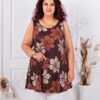 Plus size αμάνικη μπλούζα φλοράλ-καφέ-κωδ 21431-8