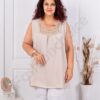 Plus size αμάνικη μπλούζα με δαντέλα στο ντεκολτέ-μπεζ-κωδ 2194-2