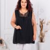 Plus size αμάνικη μπλούζα με δαντέλα στο ντεκολτέ-μαύρο-κωδ 2194