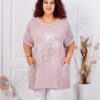 Plus size βαμβακερή/λινή μπλούζα με τσέπες-ροζ-κωδ 267390-7