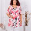 Plus size μπλούζα με άνοιγμα στους ώμους φλοράλ-κοραλί-κωδ 25013-1