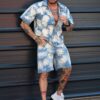 Ανδρικό τζιν σετ πουκάμισο και βερμούδα-μπλε-κωδ 500