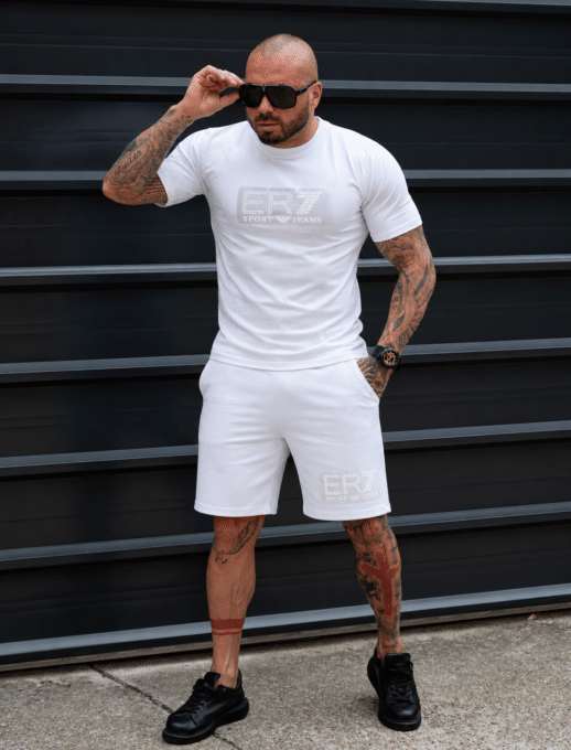 Ανδρικό σετ T-shirt και βερμούδα ER7-λευκό-κωδ 2269-1
