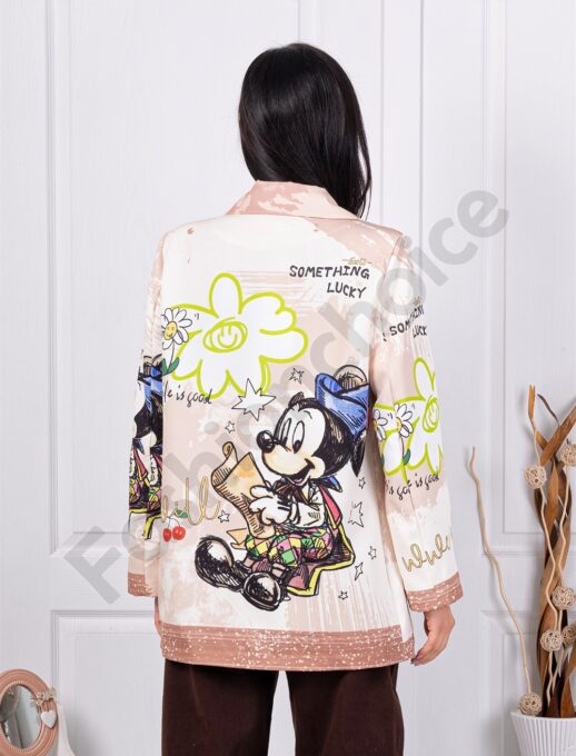 Γυναικείο μπλέιζερ με Mickey Mouse-μπεζ-κωδ 10398