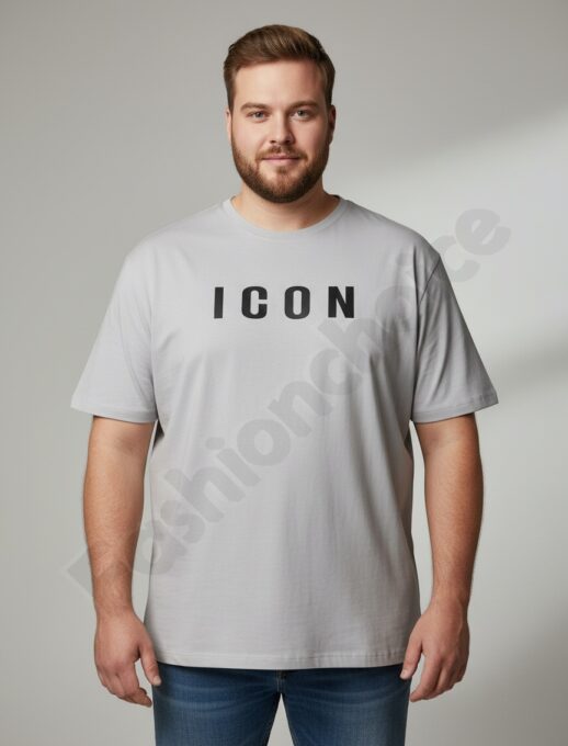 Plus size ανδρική κοντομάνικη μπλούζα ICON /4XL-10XL/-γκρι-κωδ 26107-2